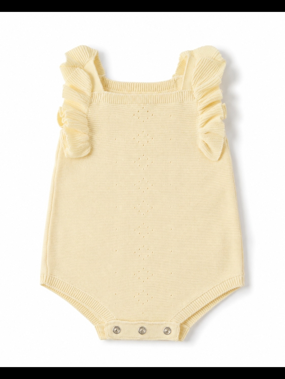 Janie and Jack Yellow Knit Ruffle Romper 3-6M